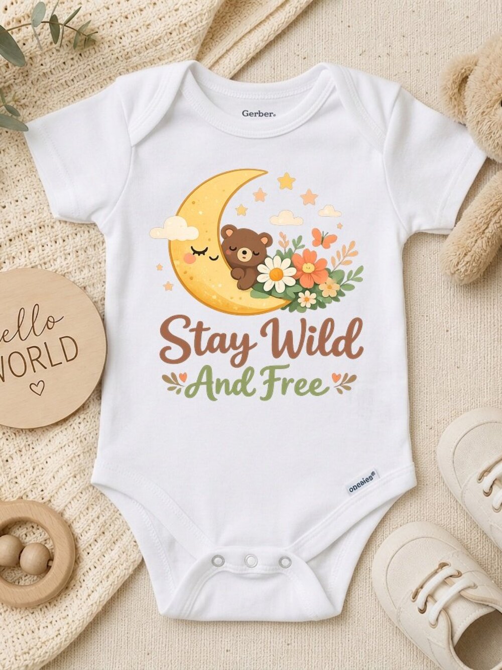 Boho Moon Summer Stay Wild & Free Baby Gift ONESIE®